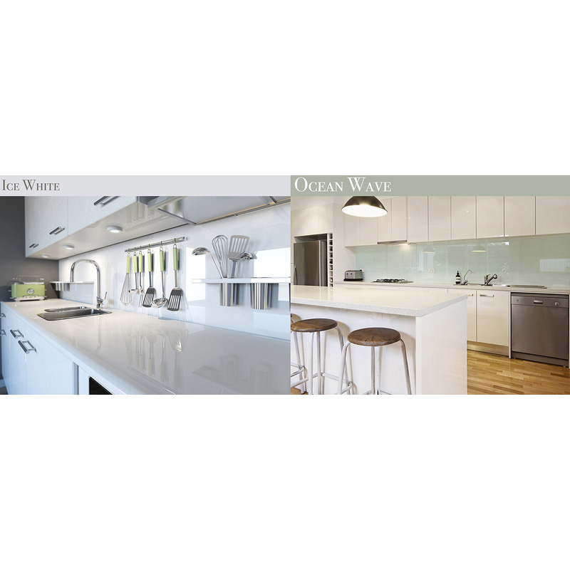 AluSplash Double-Sided Splashback 800 x 900mm Ice White/Ocean Wave