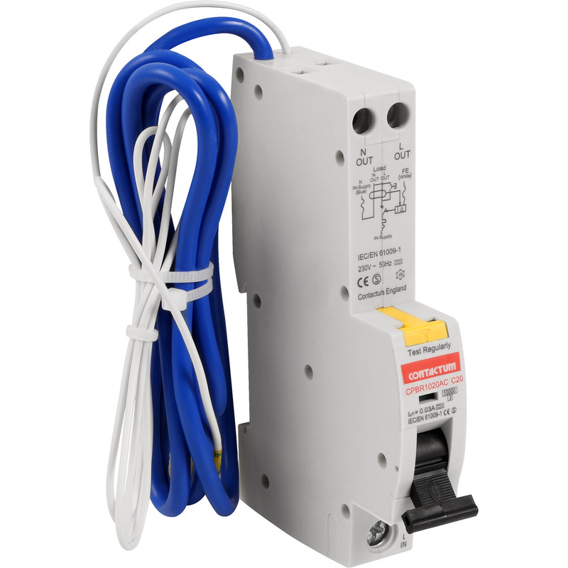 Contactum Single Pole A Type C Curve RCBO 20A 10kA SP
