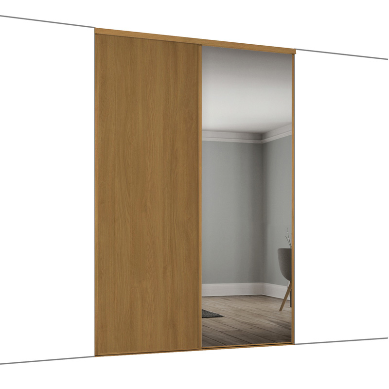 Spacepro Classic 2 Door Sliding Wardrobe Kit Oak and Mirror 1489 x 2260mm