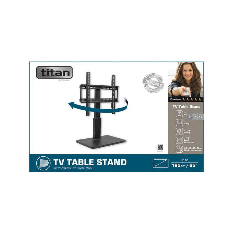 Titan By Vivanco TV Swivel Base With Adjustable Height & Angle 55"