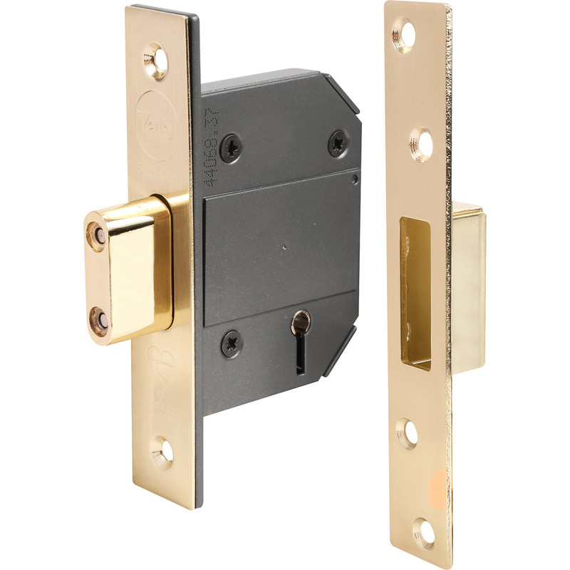 Yale BS 5 Lever Mortice Deadlock 64mm Polished Brass