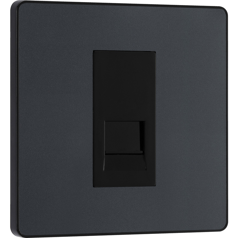 BG Evolve Matt Grey (Black Ins) Single Master Telephone Socket