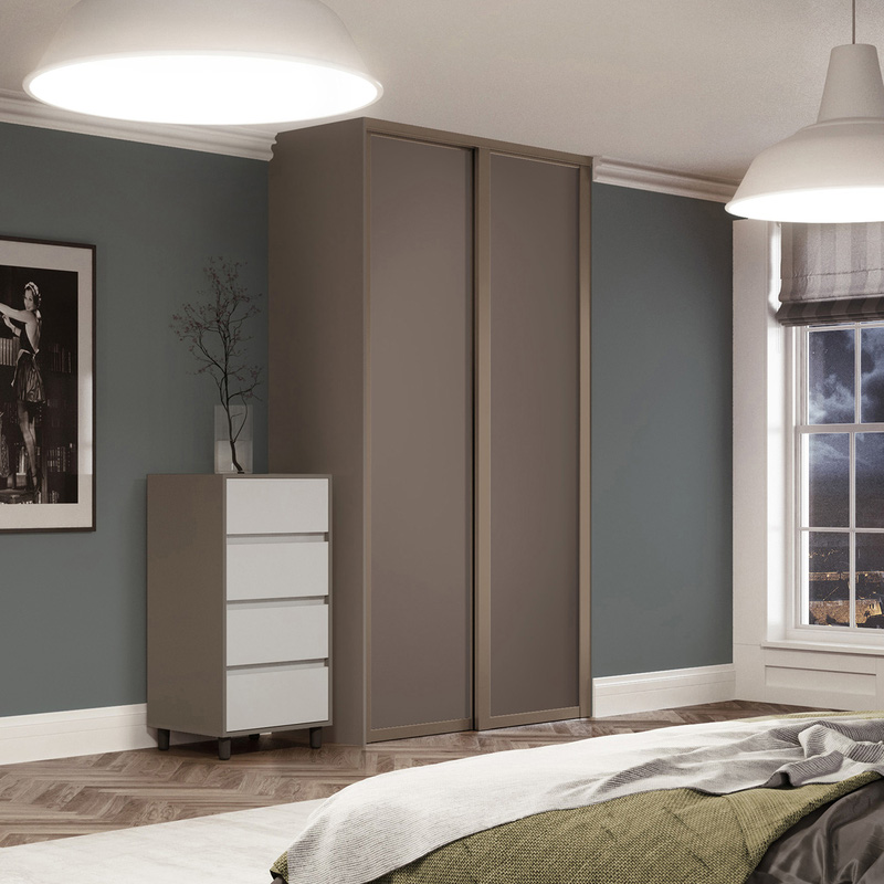 Spacepro Shaker 2 Door Sliding Wardrobe Kit Stone Grey 1449 x 2260mm