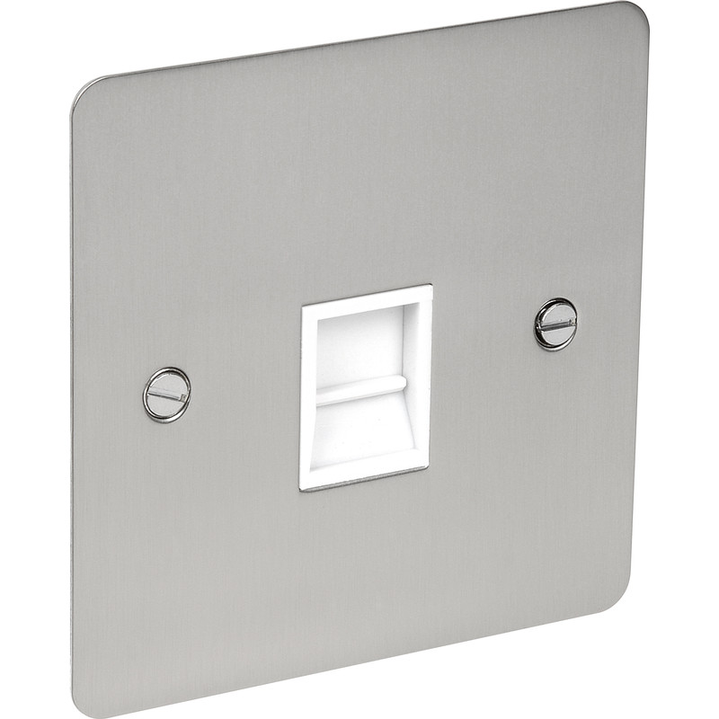 Flat Plate Satin Chrome Telephone Socket Slave