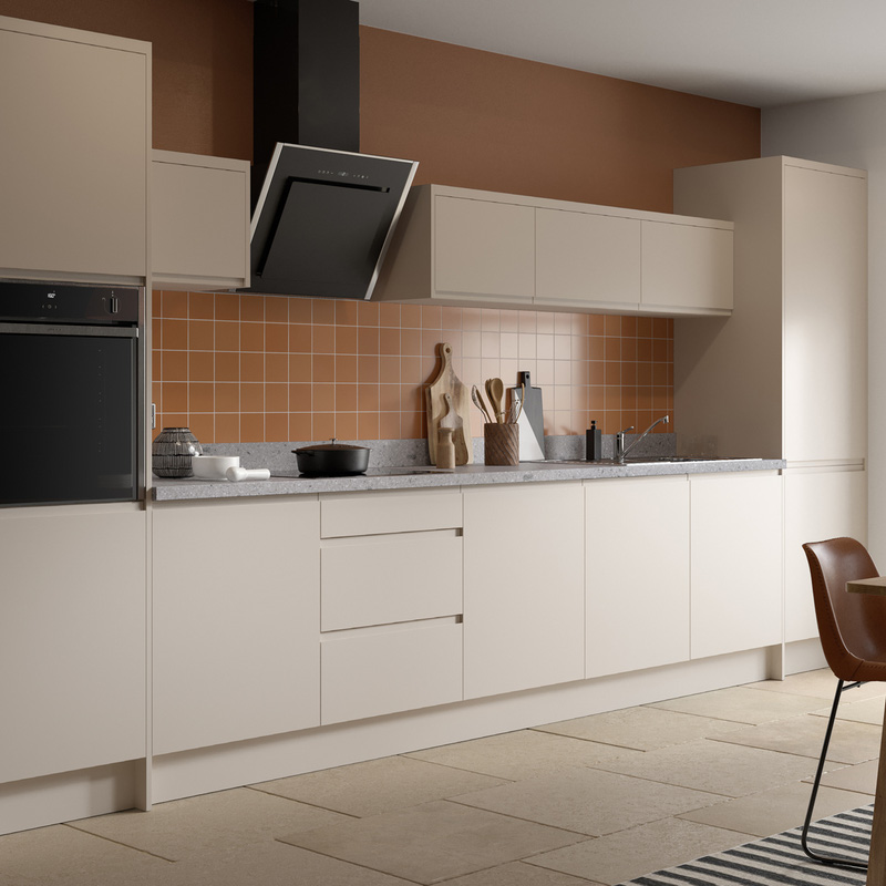 Kitchen Kit Flatpack J-Pull Kitchen Cabinet Base Sink Unit Ultra Matt Cashmere 600mm