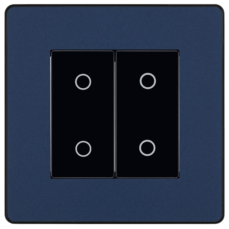 BG Evolve Matt Blue (Black Ins) 200W Double Touch Dimmer Switch, 2-Way Secondary