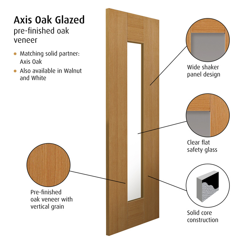 Axis Oak Glazed Internal Door Pre-Finished 35 x 1981 x 686mm