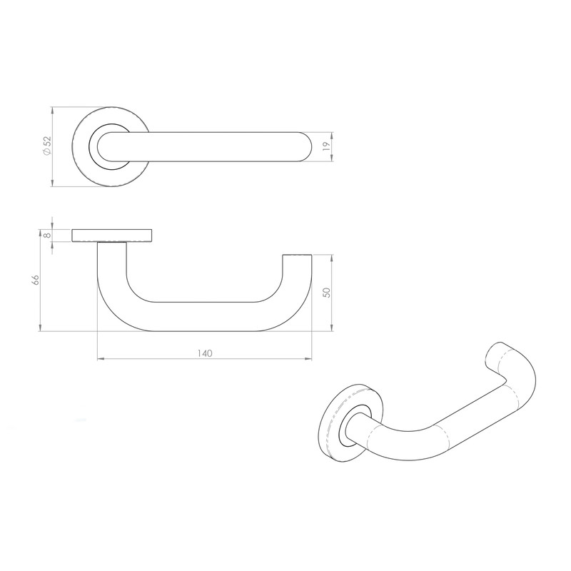 Eurospec Safety Handle on Sprung Rose Satin Stainless Steel