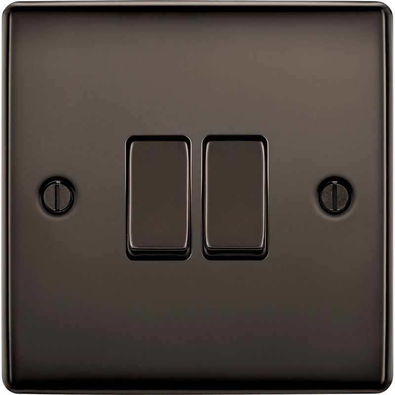 BG Black Nickel 16AX Switch 2 Gang 2 Way