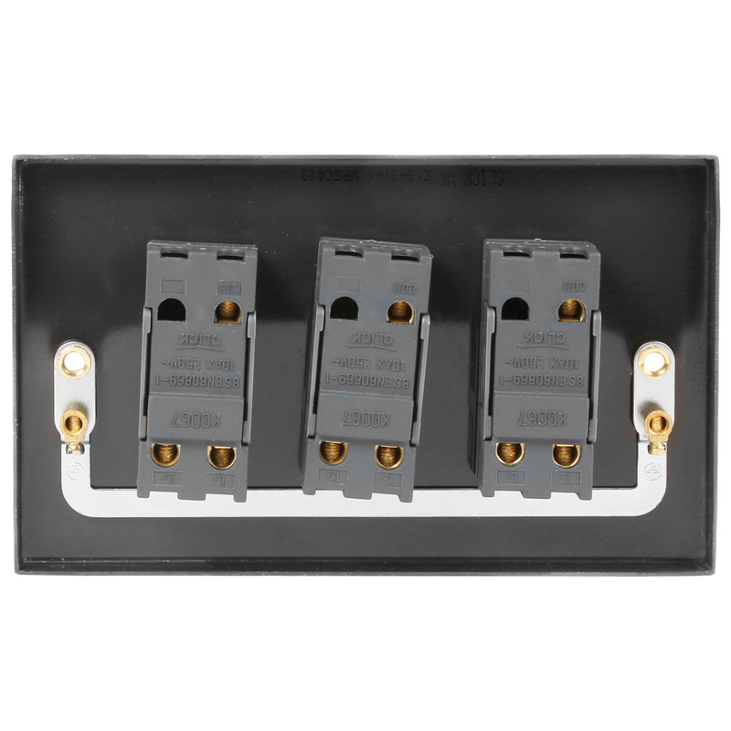 Click Deco Satin Chrome Toggle Switch 10A 3 Gang 2 Way
