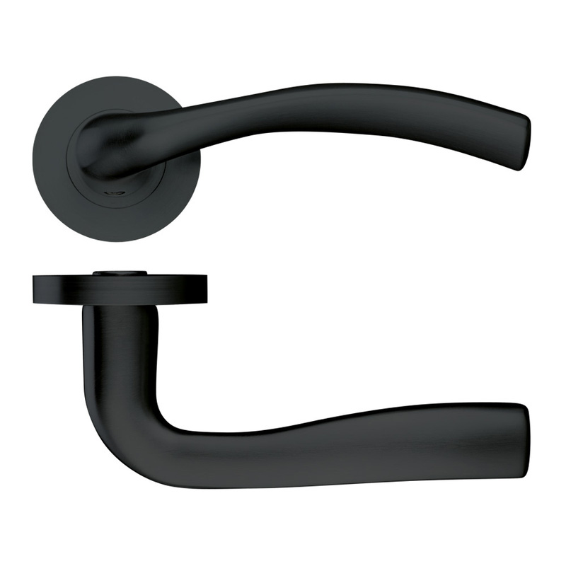 Stanza Siena Lever on Rose Door Handles Oscuro Matt Black