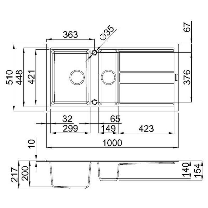 Reginox Best Reversible Composite Kitchen Sink & Drainer 1.5 Bowl White