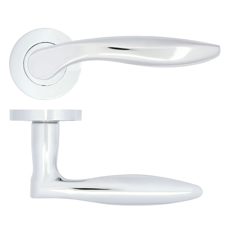 Stanza Cadiz Lever on Rose Door Handles Polished Chrome