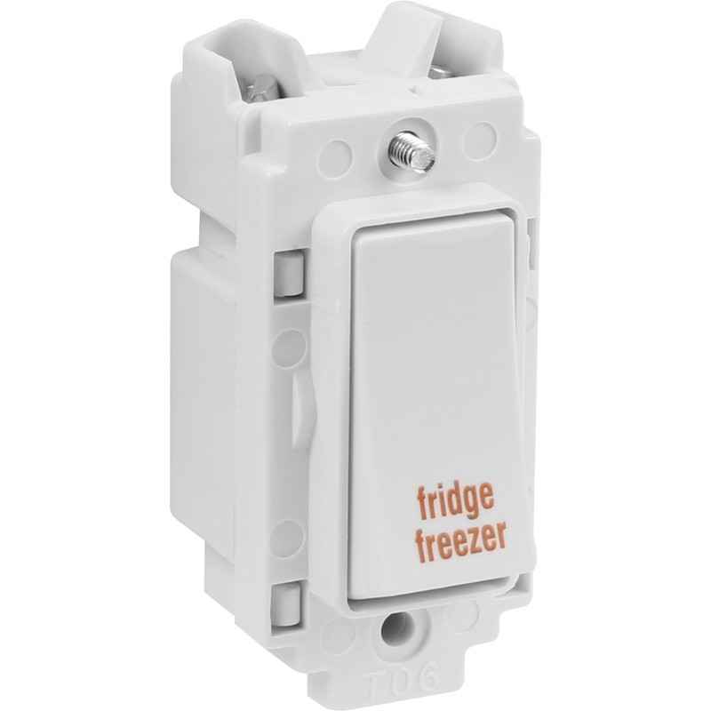 Crabtree Rockergrid 20A 1 Way DP Engraved Rockergrid Switch Module Fridge Freezer