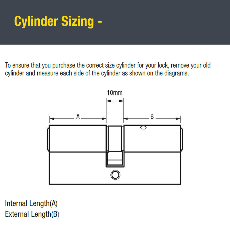 Yale 6 Pin Euro Double Cylinder 40-10-40mm Brass