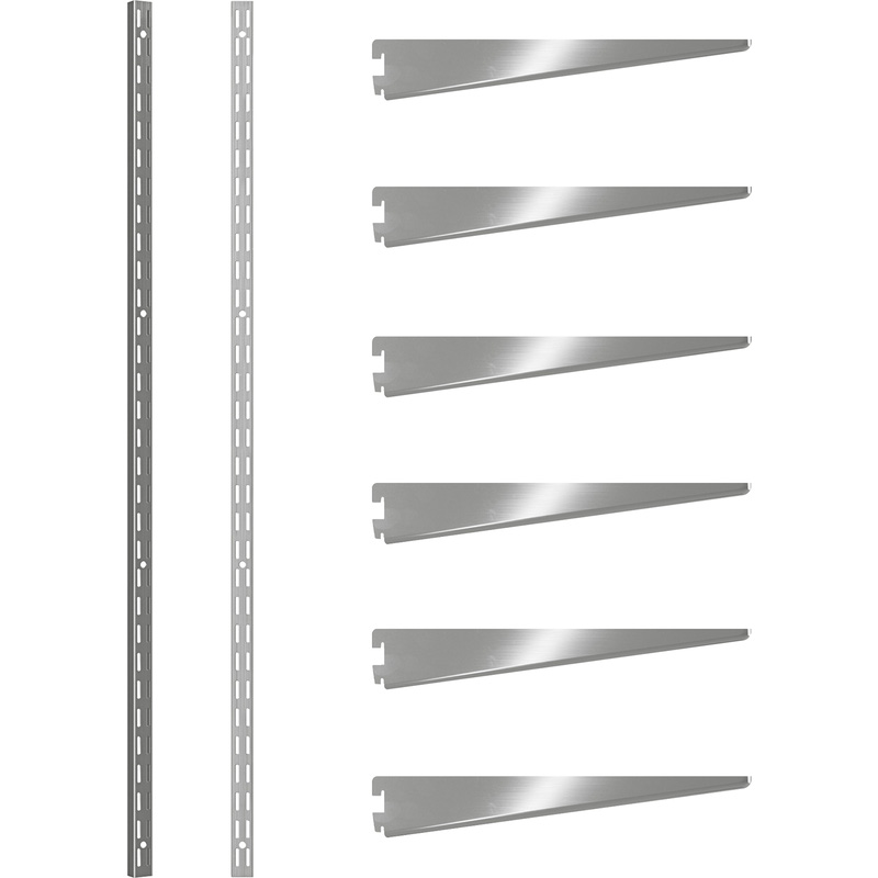 Rothley Krome Twin Slot Shelving Kit 1980mm Uprights (x2) & 270mm Brackets (x6)