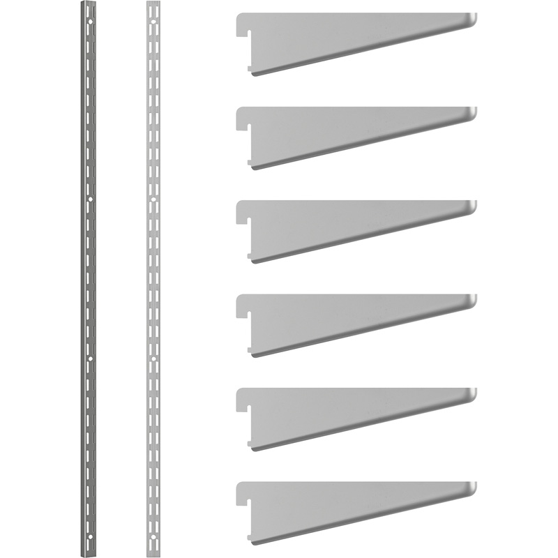 Rothley Krome Twin Slot Shelving Kit 1980mm Uprights (x2) & 120mm Brackets (x6)
