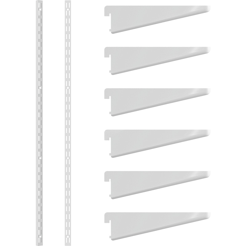 Rothley White Twin Slot Shelving Kit 1980mm Uprights (x2) & 120mm Brackets (x6)