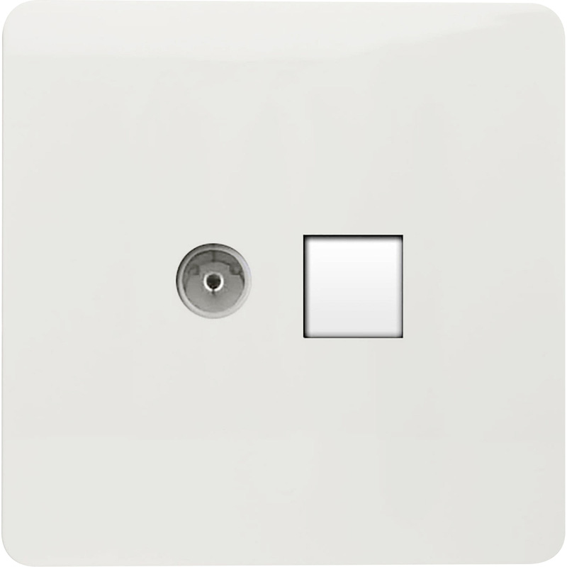 Trendiswitch White TV Co-Axial & PC Ethernet 1 Gang