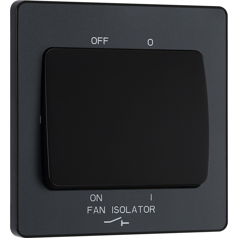 BG Evolve Matt Grey (Black Ins) Fan Isolator Switch, 10A Triple Pole