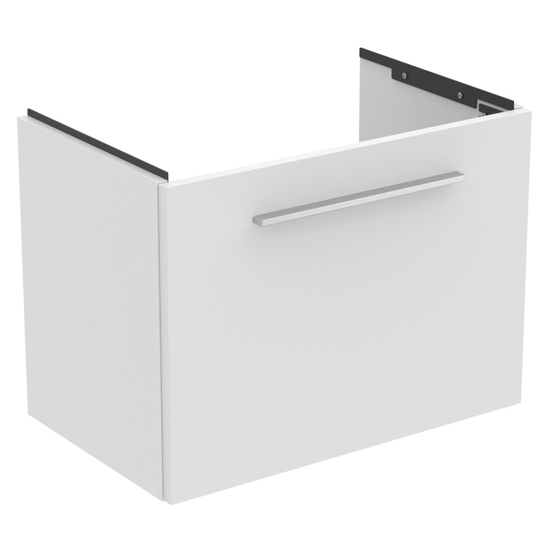 Ideal Standard i.life S Compact Wall Hung Vanity Unit with Basin Matt White 600mm with Brushed Chrome Handle