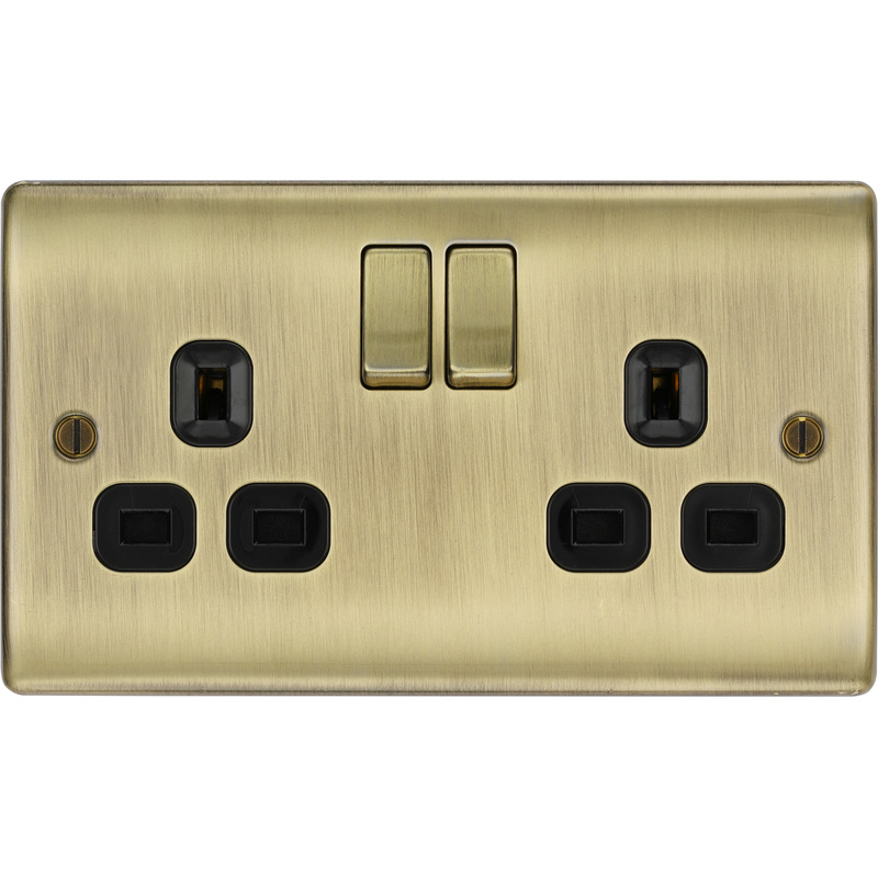 BG Antique Brass 13A DP Switched Socket 2 Gang