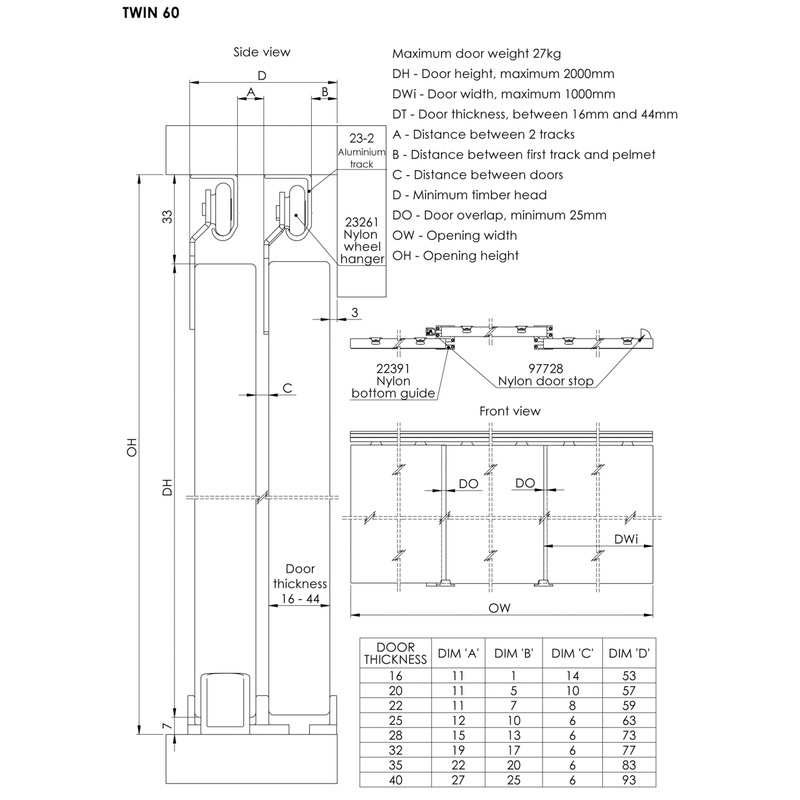 Coburn Twin 60 Three-Door System 2.4m opening