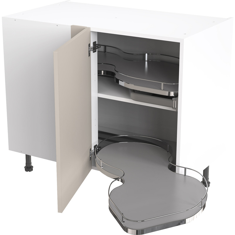 Kitchen Kit Ready Made Slab Kitchen Cabinet Pull Out Base Blind Corner Unit Ultra Matt Light Grey 1000mm Right Hand