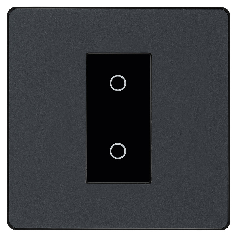 BG Evolve Matt Grey (Black Ins) 200W Single Touch Dimmer Switch, 2-Way Secondary