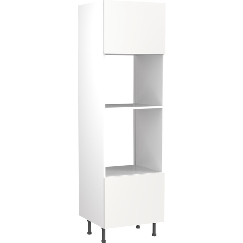 Kitchen Kit Flatpack Slab Kitchen Cabinet Tall Oven & Microwave Unit Super Gloss White 600mm