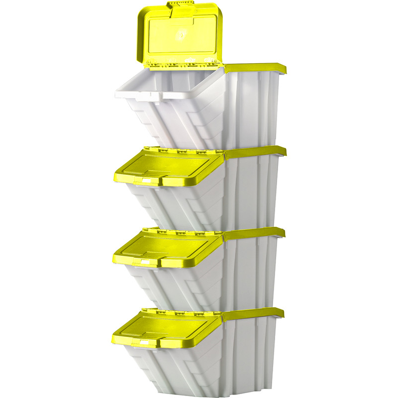 Robust Storage Bin 50L with Lid 345 x 400 x 635mm - Yellow Lid