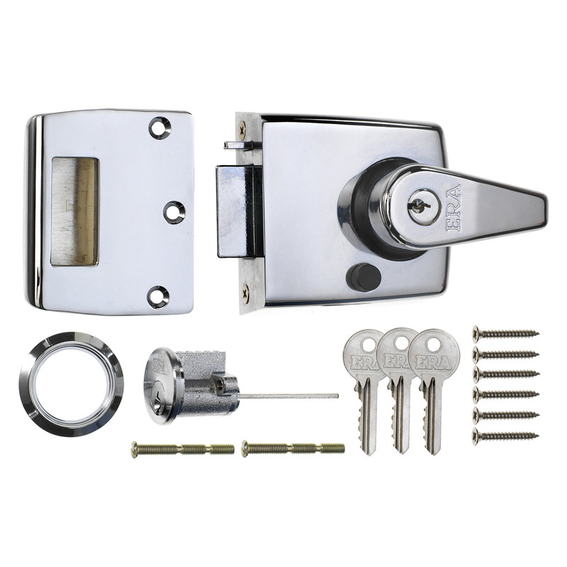 ERA Double Locking Nightlatch Polished Chrome Narrow