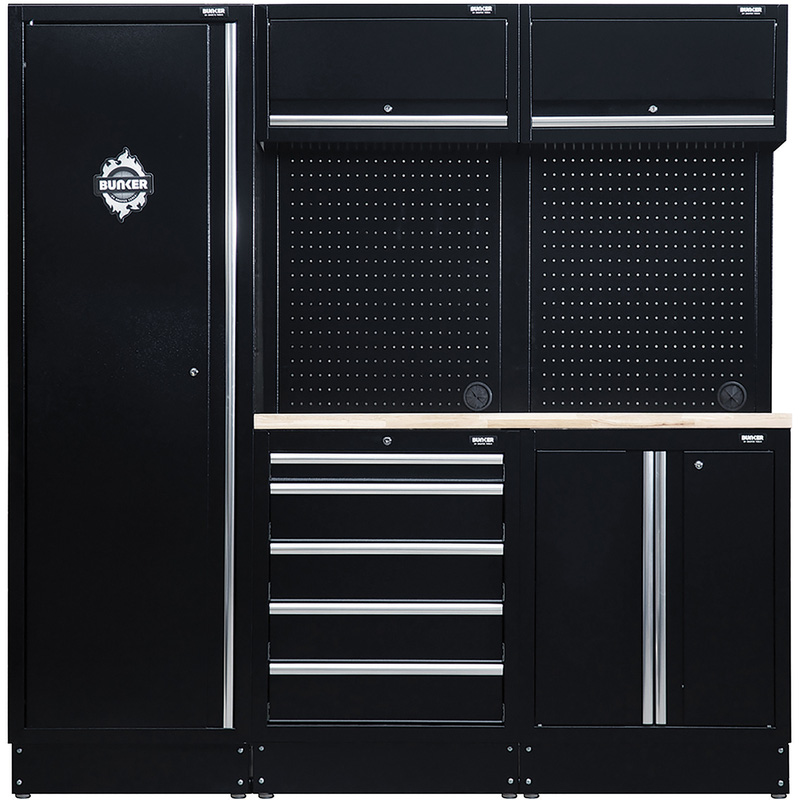 Draper BUNKER® Modular Storage Combo 11 PC with Hardwood Worktop