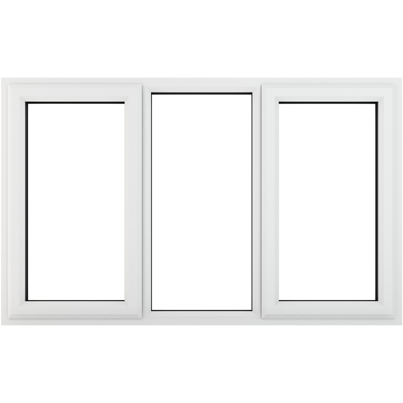Crystal Casement uPVC Window Left & Right Hand Opening Fixed Centre 1770mm x 1190mm Clear Triple Glazed White
