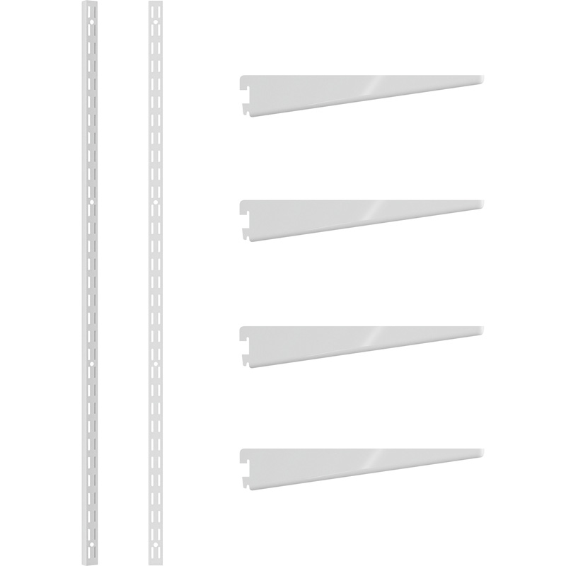 Rothley White Twin Slot Shelving Kit 1600mm Uprights (x2) & 220mm Brackets (x4)