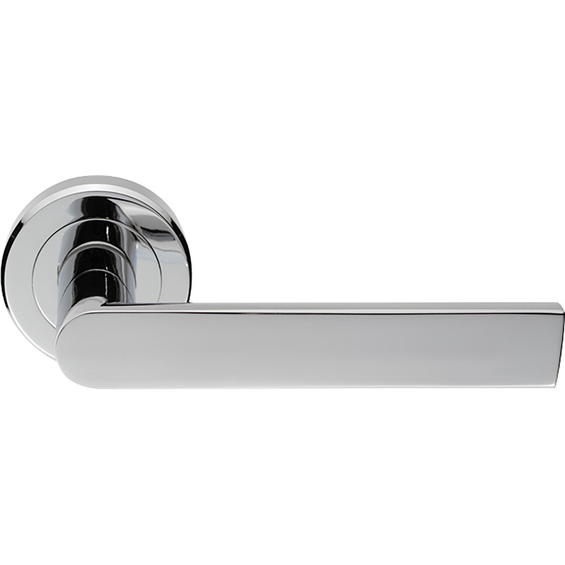 Serozzetta Edge Lever on Rose Door Handles Polished Chrome