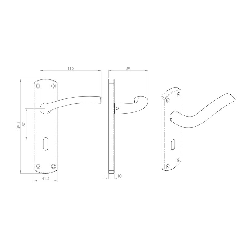 Serozzetta Cuatro Door Handles Lock Polished Chrome