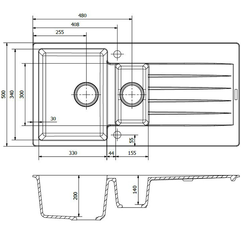 Reginox Harlem Reversible Composite Kitchen Sink & Drainer 1.5 Bowl White