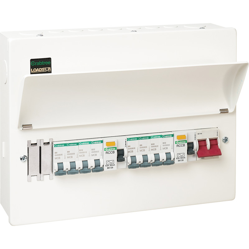 Crabtree Loadstar Metal Consumer Unit 10 Way + 8 MCBs