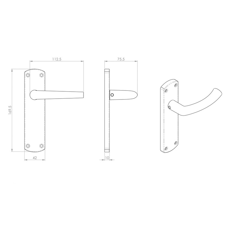 Serozzetta Dos Door Handles Latch Satin Chrome