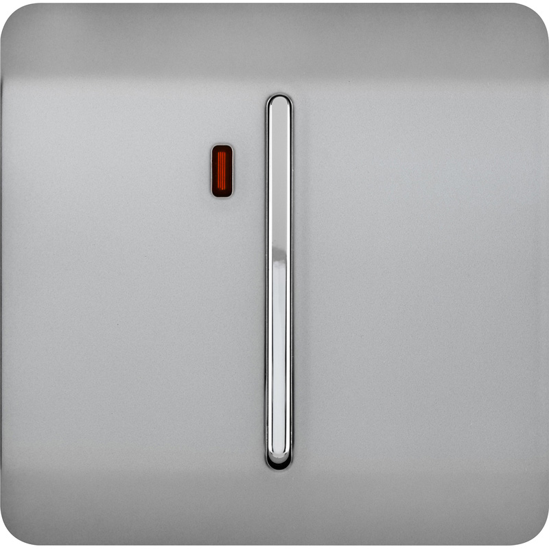Trendiswitch Brushed Steel 20 Amp Switch with Neon 1 Gang