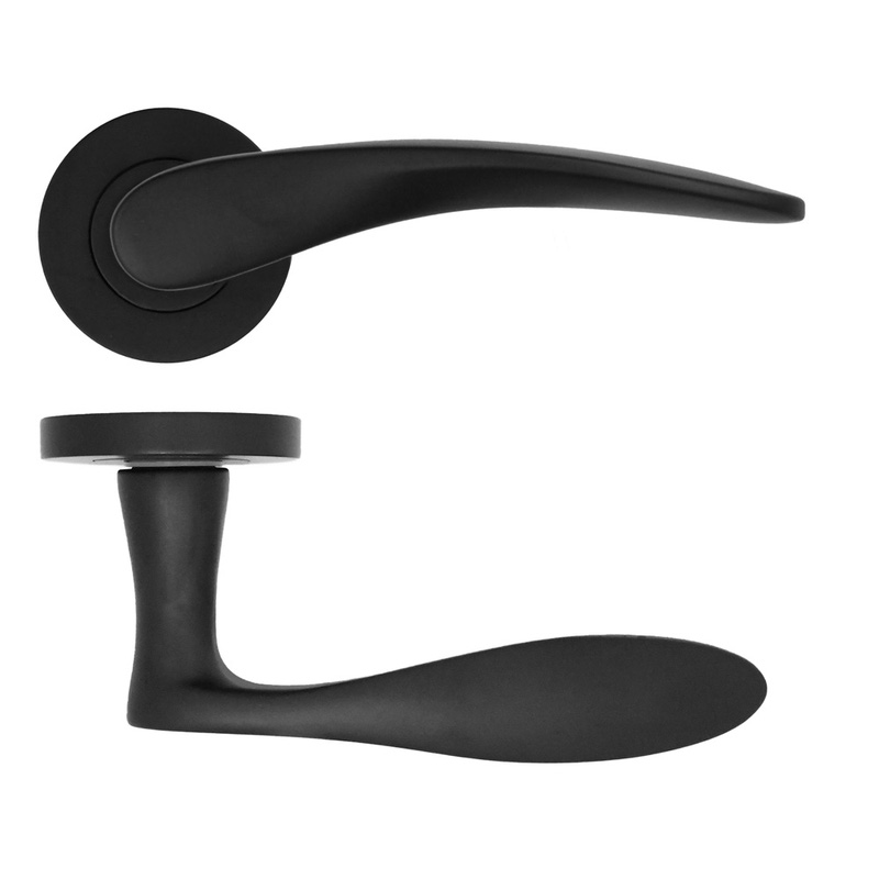 Stanza Merida Lever on Rose Door Handles Matt Black