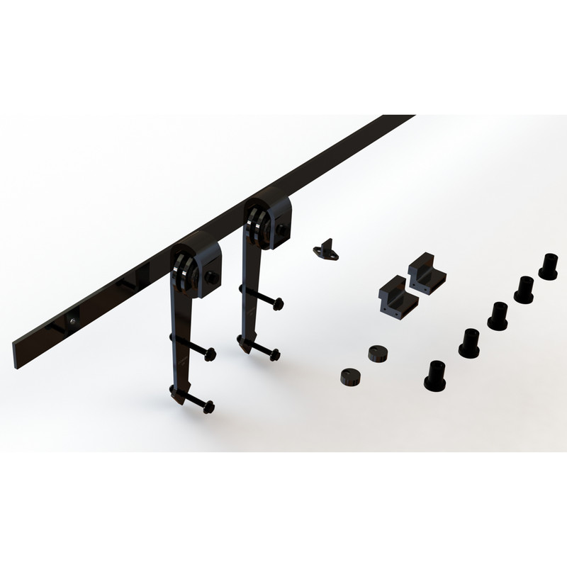 Coburn Flat Track 100 Arrow Head Hanger One Door System 1000mm - Black Finish