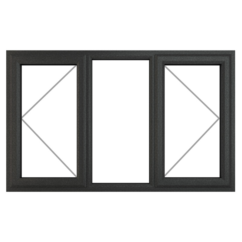 Crystal Casement uPVC Window Left & Right Hand Opening Fixed Centre 1770mm x 1115mm Clear Triple Glazed Grey/White