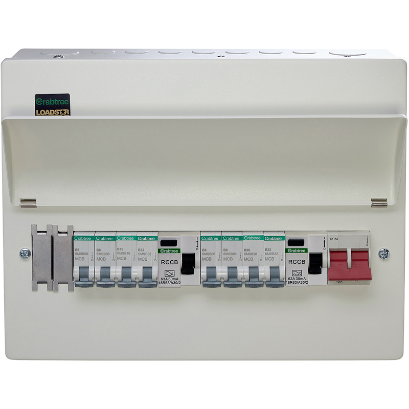 Crabtree Loadstar 10W Consumer Unit + 8 MCBs 63A Type A RCDs