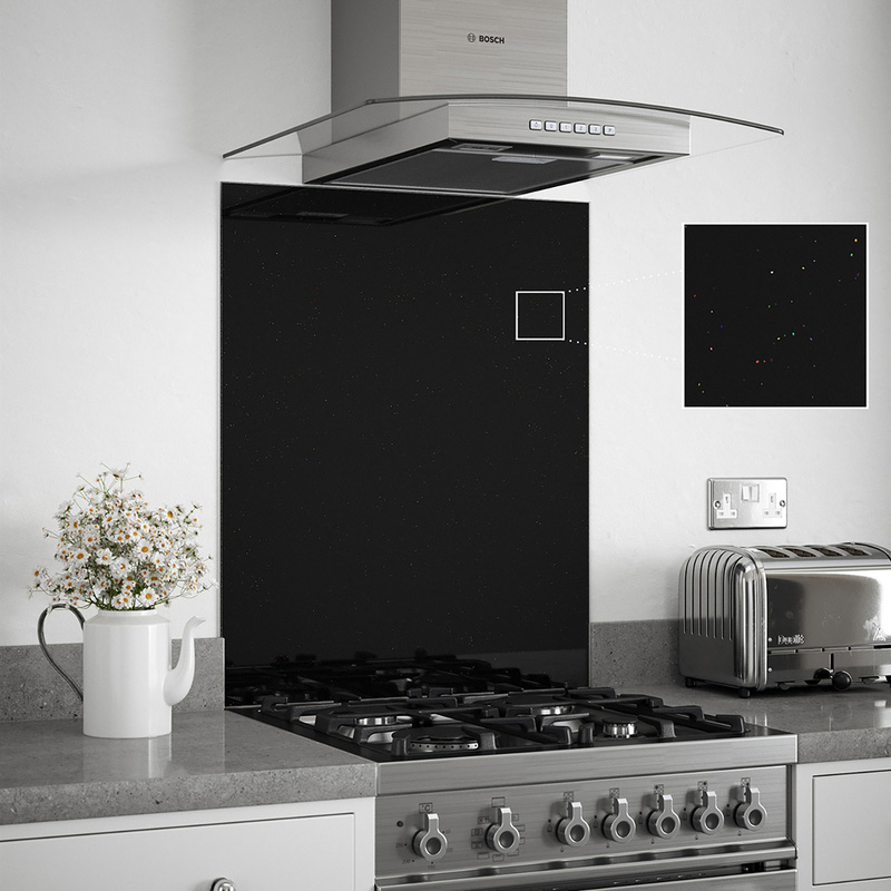 Splashback Black Sparkle Self-Adhesive Glass Splashback 600 x 750mm
