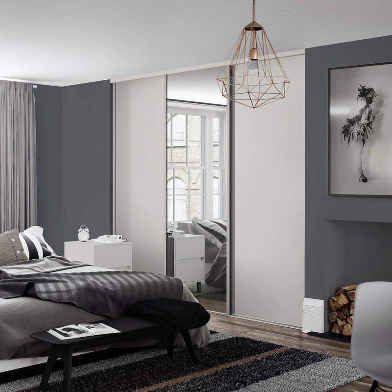 Spacepro Classic 3 Door Sliding Wardrobe Kit Cashmere and Mirror 2216 x 2260mm