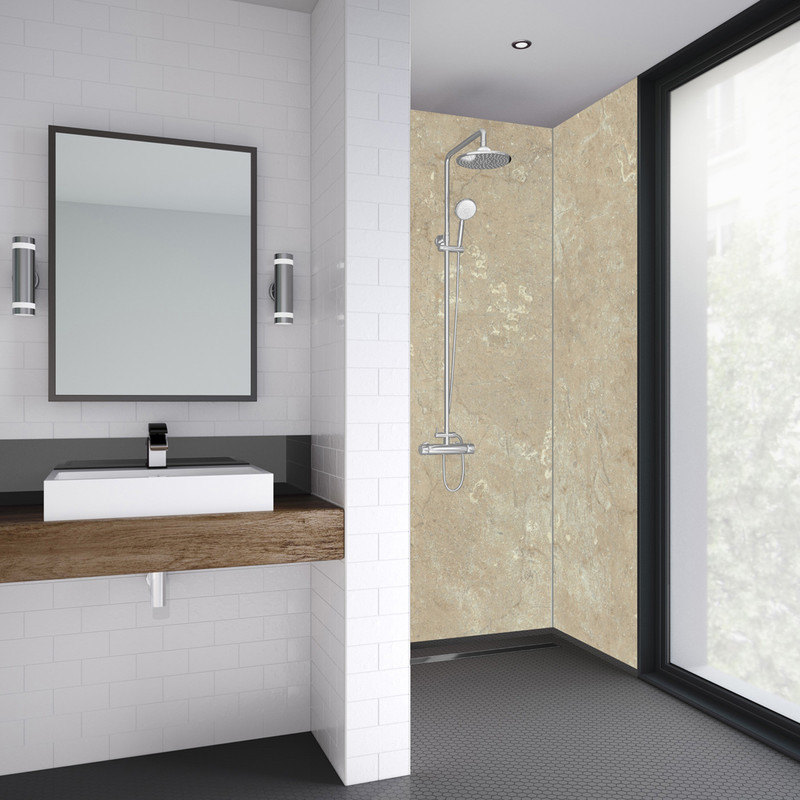 Mermaid Sandstone Laminate Shower Wall Panel Tongue & Groove 2420mm x 585mm