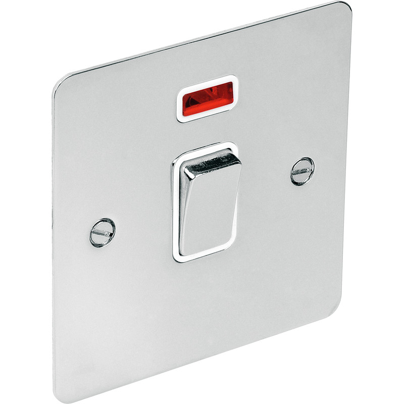 Flat Plate Polished Chrome 20A DP Switch Neon