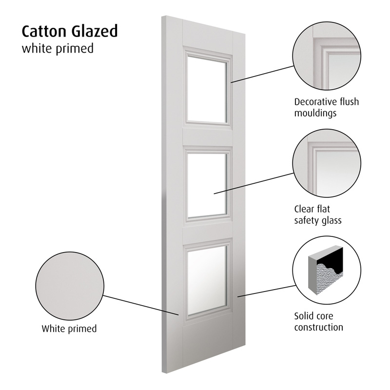 Catton White 3Lt Clear Primed Internal Door 35 x 1981 x 686mm
